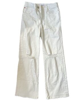 Hudson Denim White Wide-Leg Distressed Women’s Jeans - Hudson Rosalie Jeans, 24